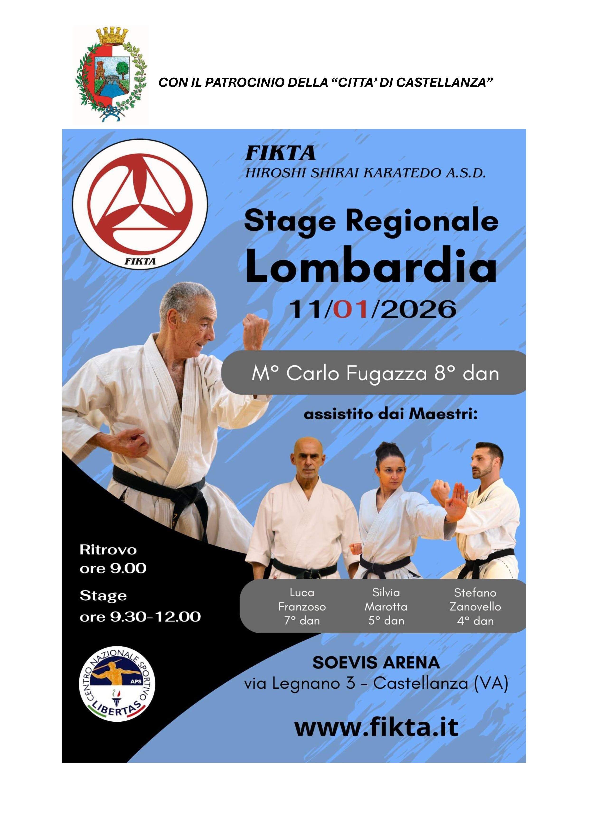 STAGE REGIONALE FIKTA - PALASPORT CASTELLANZA - 11 01 2026